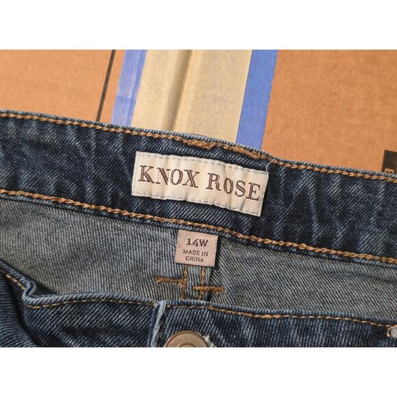 Knox Rose Mid Rise Straight Jeans Size 14W Embroidered Tuxedo Stripe Tapered - Picture 7 of 8